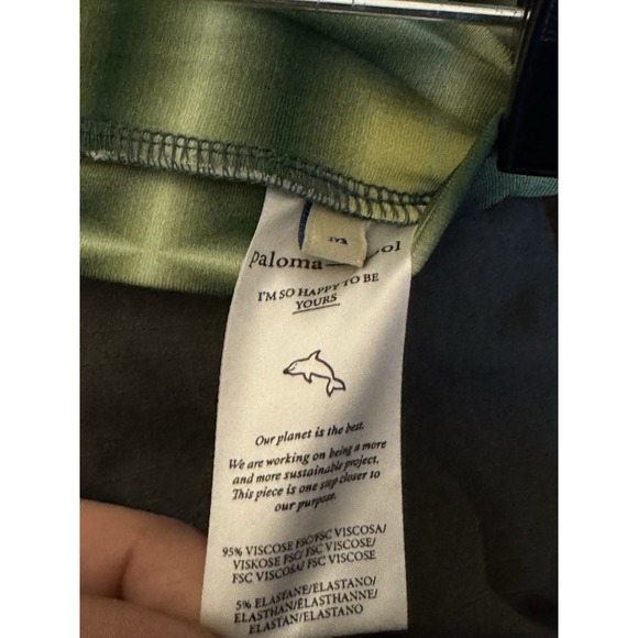 Paloma Wool Green Wide Leg Pants Modern Viscose Portugal Hippie Size M - Picture 10 of 10